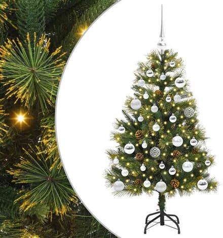 vidaXL - Kunstmatige - Scharnierende - Kerstboom - met - Kegels - Groen - 120 - cm