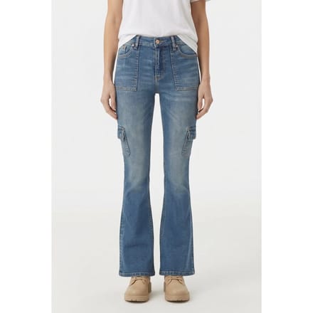 RAIZZED Sunrise Cargo Jeans Mid Blue Stone Maat: W24L34 | Flared Jeans Outlet | Dames | Blauw