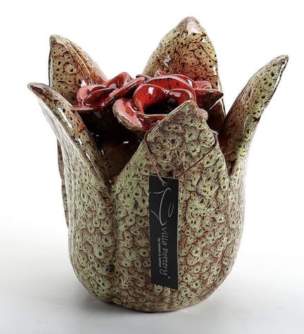 Lilou vaas 2-2 Groen Rood 21 x 20.5 x 21