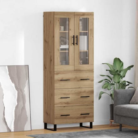 vidaXL - Highboard - 2 - st - Artisan - Eiken - 69,5 - x - 34 - x - 180 - cm - Bewerkt - hout