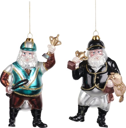 Goodwill Kerstbal-Kerstman-Ruiter Bruin-Blauw 16 cm LET OP Prijs Per Stuk