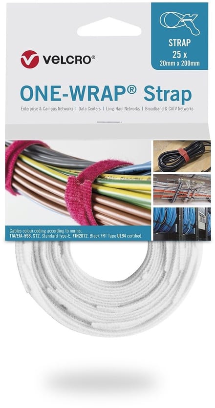 Velcro® ONE-WRAP® klittenband kabelbinder 20mm x 200mm Wit