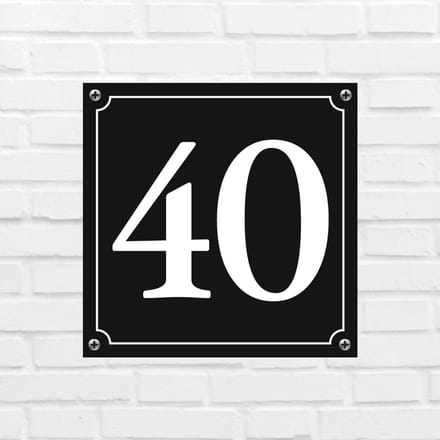 Huisnummerbord Mat zwart Deluxe - Nummer 40 - incl. bevestiging