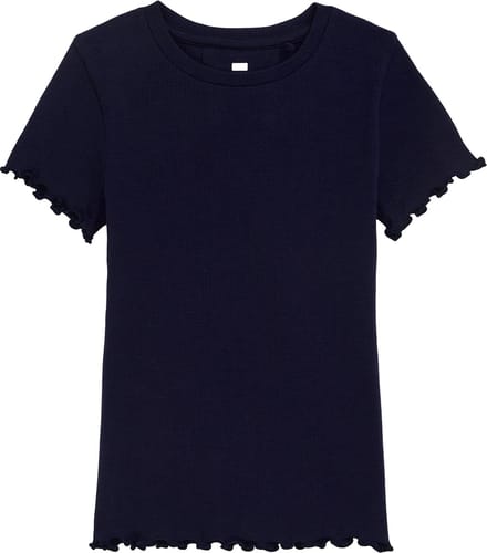 WE Fashion Meisjes slim fit T-shirt met ribstructuur