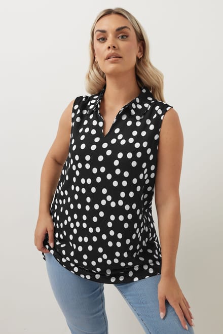 Yours Hemd Met Stippenprint Met Textuur En Kraagmodel In Zwart/Wit Size 54-56