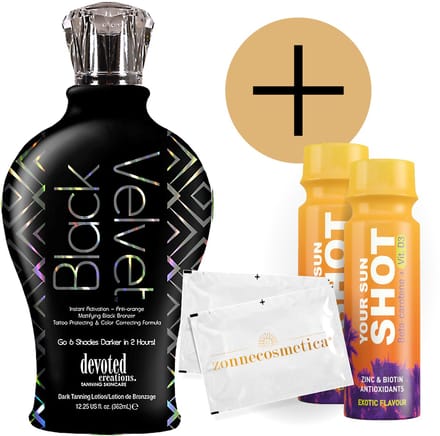 Devoted Creations - Black Velvet + 2 Your Sun Shots + 2 Verfrissingsdoekjes
