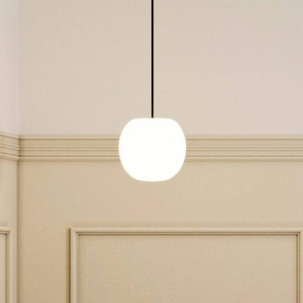 Casablanca hanglamp Acai, wit/zwart, glas, Ø 16 cm, E27
