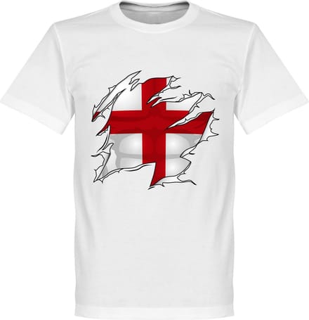 Engeland Ripped Flag T-Shirt - Wit - Kinderen - 128