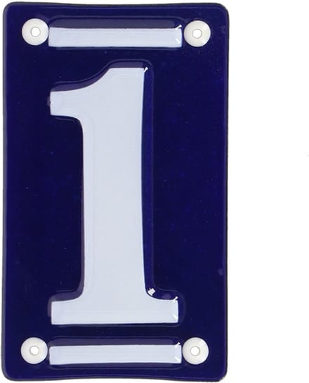 Best for Boots Huisnummer 1 - oudhollands - emaille - 7 x 12 cm - blauw/wit - nummer bordje