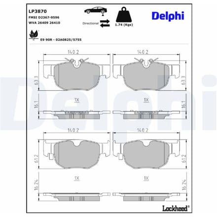 Remblokset DELPHI LP3870, achter
