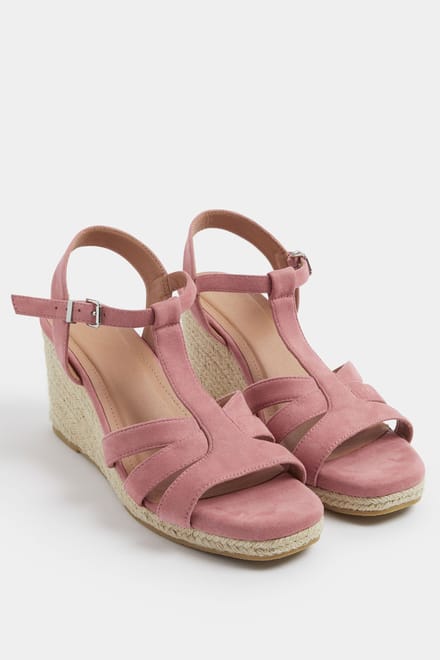 Yours Roze Tbar Sleehaksandalen Van Imitatiesuède In Brede Epasvormsize 42E