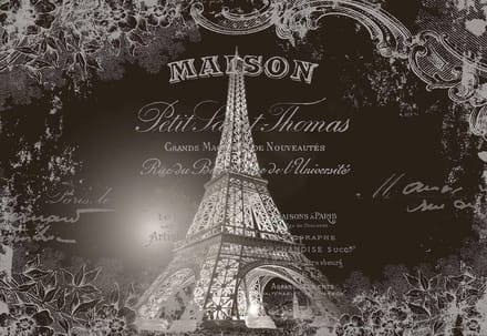 Fotobehang Paris Eiffel Tower Vintage Effect | XL - 208cm x 146cm | 130g/m2 Vlies