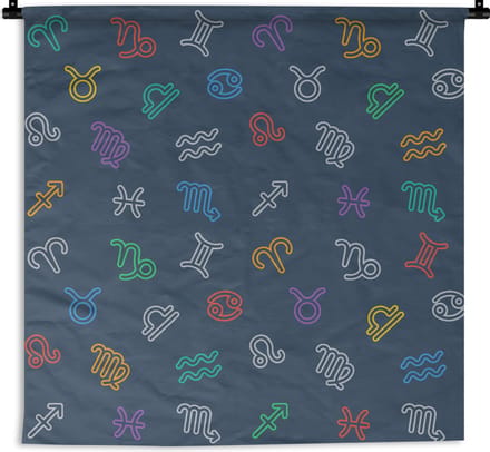 Wandkleed - Wanddoek - Zodiac - Patroon - Astrologie - 60x60 cm - Wandtapijt