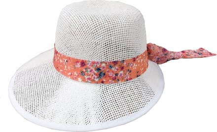 Dames Zomerhoed Audrey - Wit met Roze Lint - Maat 56 - Vakantiehoed