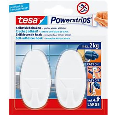 Tesa Powerstrips Haken Large - Wit - 2 Stuks