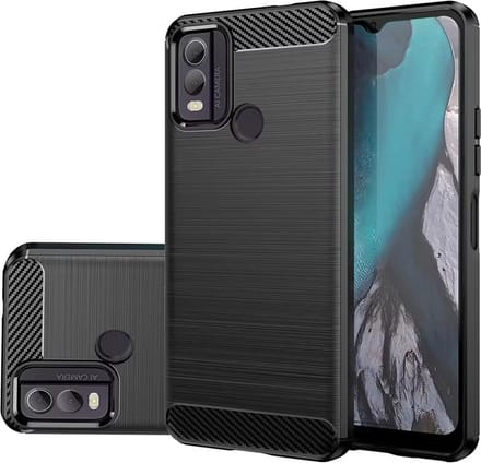 Hoesje geschikt voor Nokia C22 - Techsuit Carbon Silicone Back Cover - Zwart