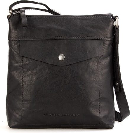 SPIKES & SPARROW Leren Schoudertas DEBRA Crossover Black Zwart