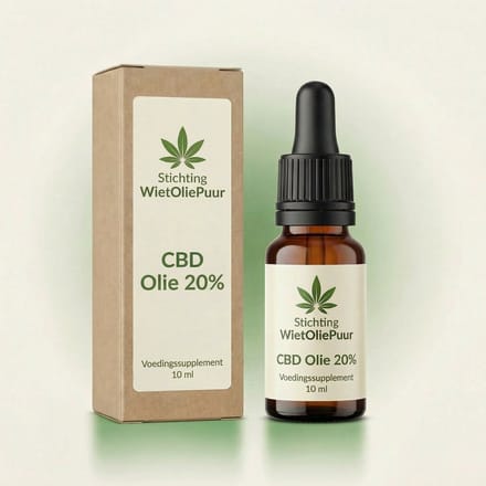 WietOliePuur CBD Olie 20% - 10ml (2000mg CBD) - Full Spectrum Hennepextract op MCT-olie - ca. 200 druppels