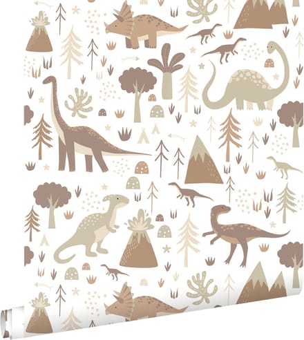 ESTAhome behang dinosaurussen bruin - 50 x 900 cm - 131355