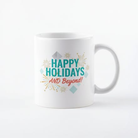 330 ml Happy Holidays Mok - Feestelijk Design met Vuurwerk en Sparkles