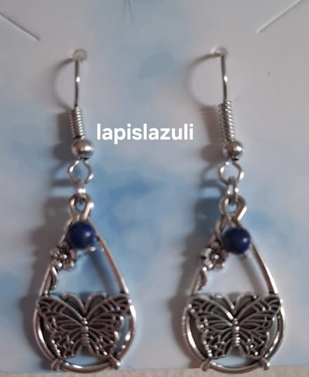 "Lapis Lazuli" Waterdruppel / Vlinder Oorbellen