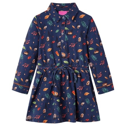 vidaXL Kinderjurk met lange mouwen 116 marineblauw