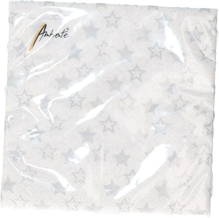 Ambiente servetten - 20x st - wit - sterren - papier - 3laags - lunch/diner servetten