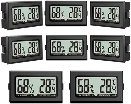 Mini Digitale Thermometers en Hygrometers - Set van 8 Stuks voor Binnen en Buiten