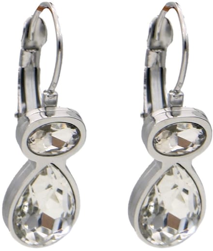 Oorbellen - RVS - kristallen - 2,5 cm - wit