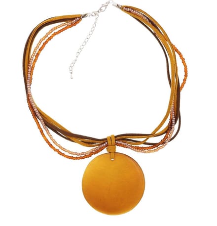 Behave - Ketting Bruin met Ronde Schelp Hanger - 45 cm