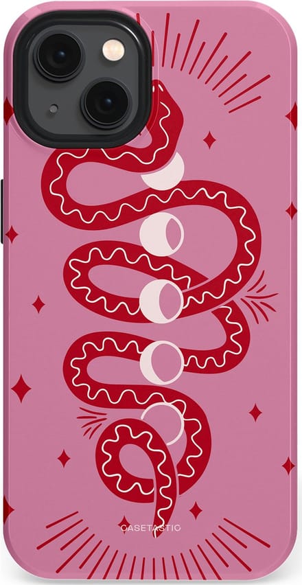 Casetastic hoesje geschikt voor Apple iPhone 13 - MagSafe - Dubbellaagse bescherming - Eclipseslang - Fashion Case - Lila Koraal