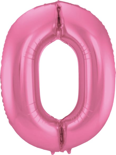 Folat - Folieballon Cijfer 0 Roze Metallic Mat - 86 cm