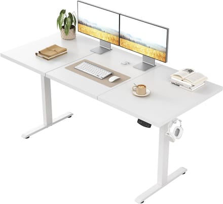 Elektrisch In Hoogte Verstelbaar Bureau Sta-Zit Bureau 130x60 cm Wit