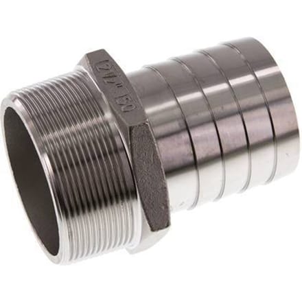 R 2 1/2'' Buitendraad x 60mm RVS Slangpilaar 16 Bar