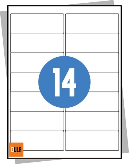 DULA Etiketten - Stickervellen A4 - 14 stickers per vel - 99,1 x 38,1 mm - 100 vel