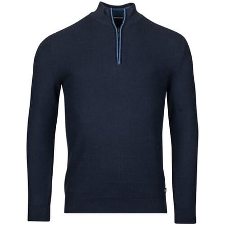 Baileys Trui Half Zip Structure Knit Combed Cotton Dark Blue / male