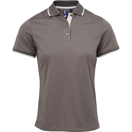 Premier Dames/dames Contrast Coolchecker Poloshirt (Donkergrijs/zilver)