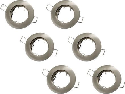 Groenovatie Inbouwspot - Rond - RVS Look - Ø 80 mm - GU10 Fitting - 6-Pack - Satijn