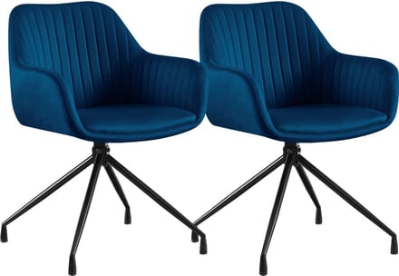 CLP Welby Set van 2 eetkamerstoelen - met armleuning - klassiek - draaibaar - Fluweel/donkerblauw