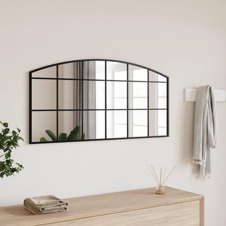 vidaXL - Wandspiegel - boog - 100x50 - cm - ijzer - zwart
