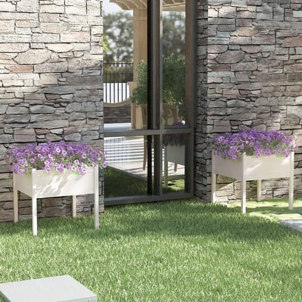 vidaXL - Plantenbakken - 2 - st - 70x70x70 - cm - massief - grenenhout - wit
