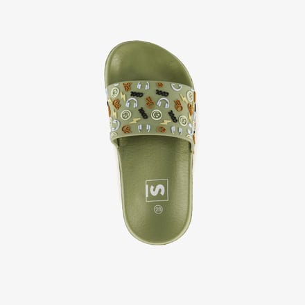 Kinder badslippers met game icoontjes groen - Maat 30