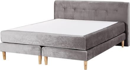 MARQUISE - Tweepersoons boxspring - Grijs - 160 x 200 cm - Fluweel