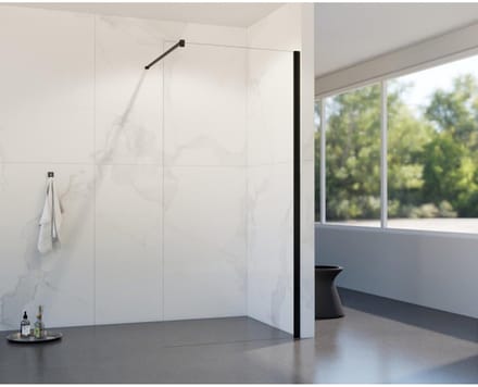 FugaFlow Eccelente Vetro inloopdouche badkamer - 60x200cm - helder glas - wandarm - mat zwart