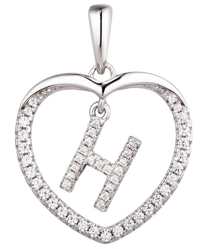N3 Collecties 925 Hartje zilver Ketting met Hanger -Letter H