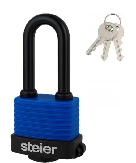 Steier 55 PCV-L weerbestendig hangslot met extra lange beugel - incl 3 sleutels