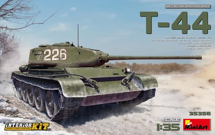 MiniArt Modelbouwpakket Militaire voertuigen - 35356 T-44 Tank with Interior Kit Plastic - 1:35 - Modelbouw