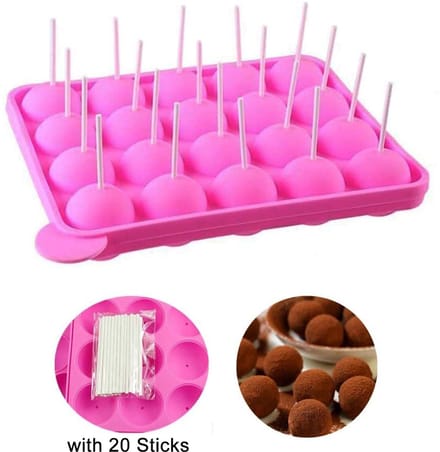 Cuhostki 1 Stuks - Siliconen Cakepop Bakvorm Roze Dik Model Met Papierstokjes Eenvoudig Losmaken