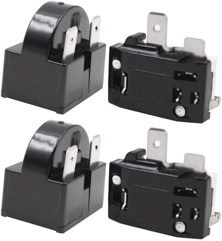 2 Stuks Compressor Start Relais 3Pin 15Ohm + 2 Stuks Overbelasting Protector voor Koelkast Reparatie