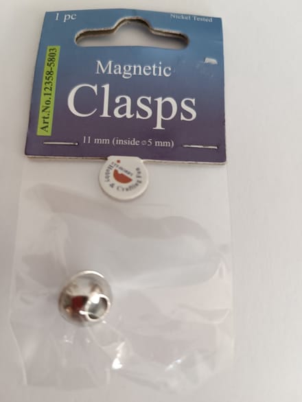 Magnetic Cord Clasp, Platinum, 11 mm